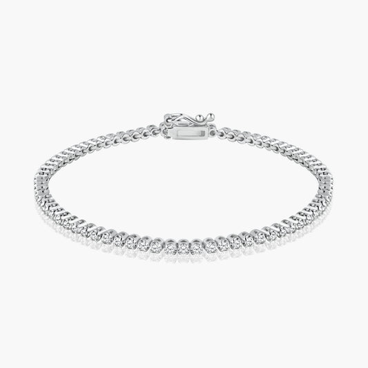 14K White Gold Round Diamond Tennis Bracelet-BTC-1.3BMC