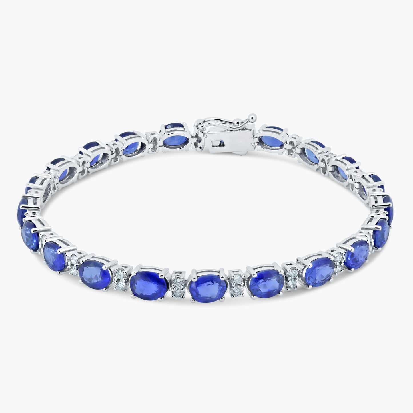 14K White Gold Colored Gemstone Bracelet-BTD01010TCBMC