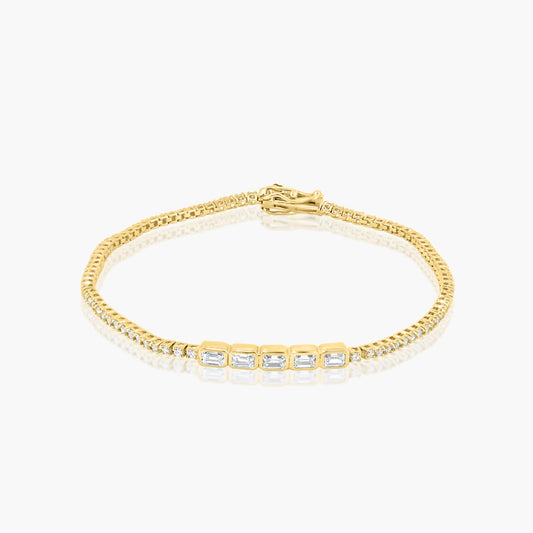 14K Yellow Gold Emerald Cut Bezel Tennis Bracelet - BT4-1.3B5E