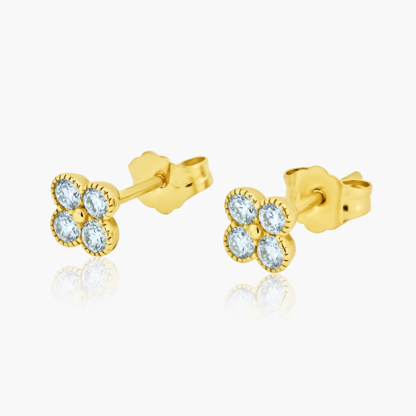 14K Rose Gold Dainty Flower Stud Earrings-E-E-760-CH