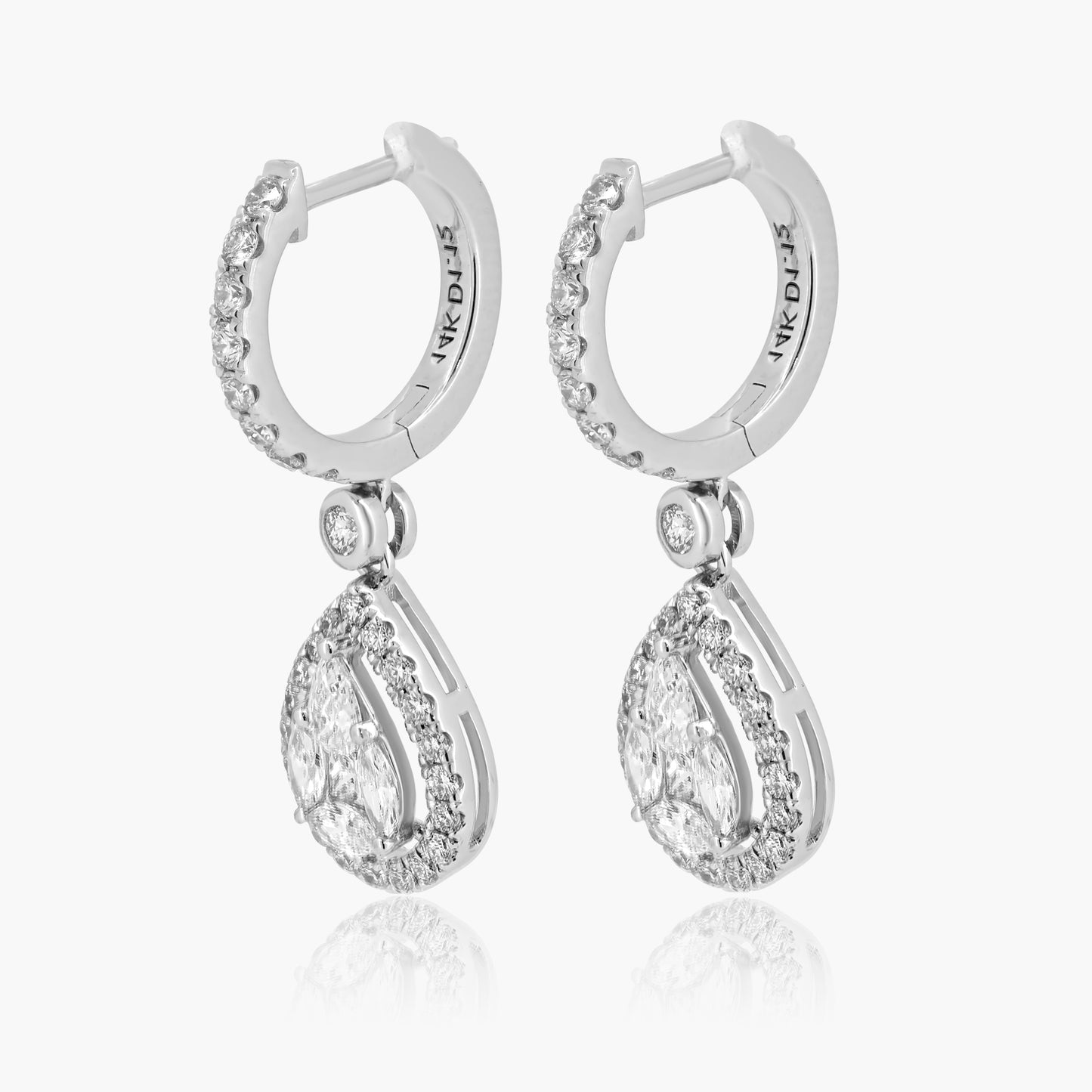 14K White Gold Illusion Dangle Earrings-E00008