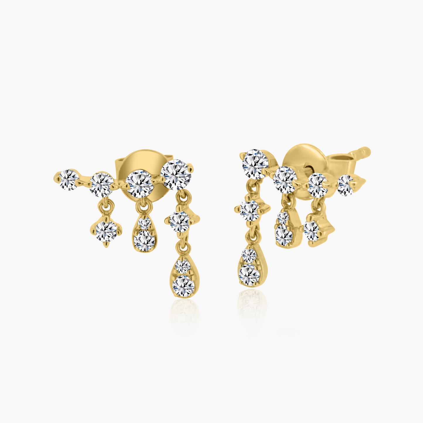 14K Yellow Gold Ear Climber Dangle Earrings-E00015