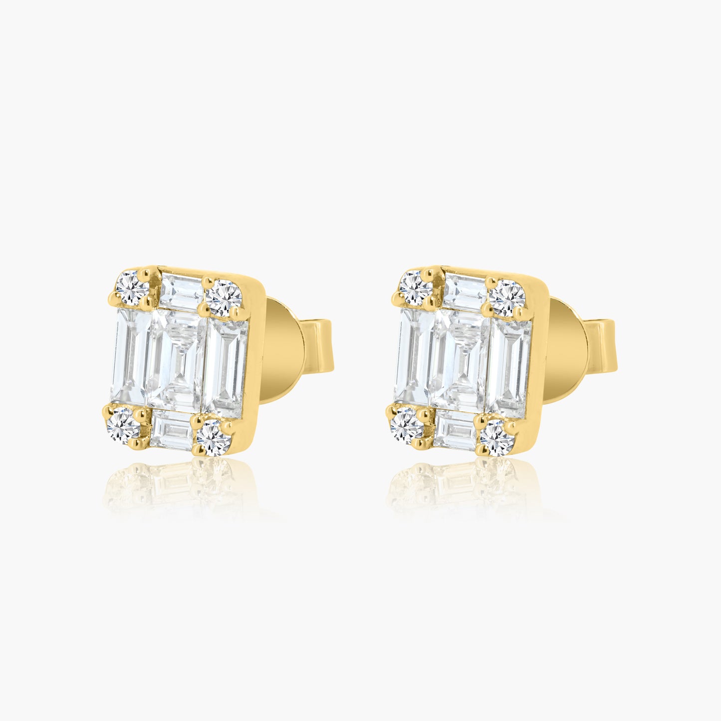 14K Yellow Gold Baguette Stud Earrings-E05340C