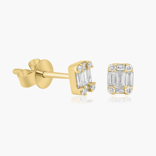 14K Yellow Gold Baguette Stud Earrings-E05340D