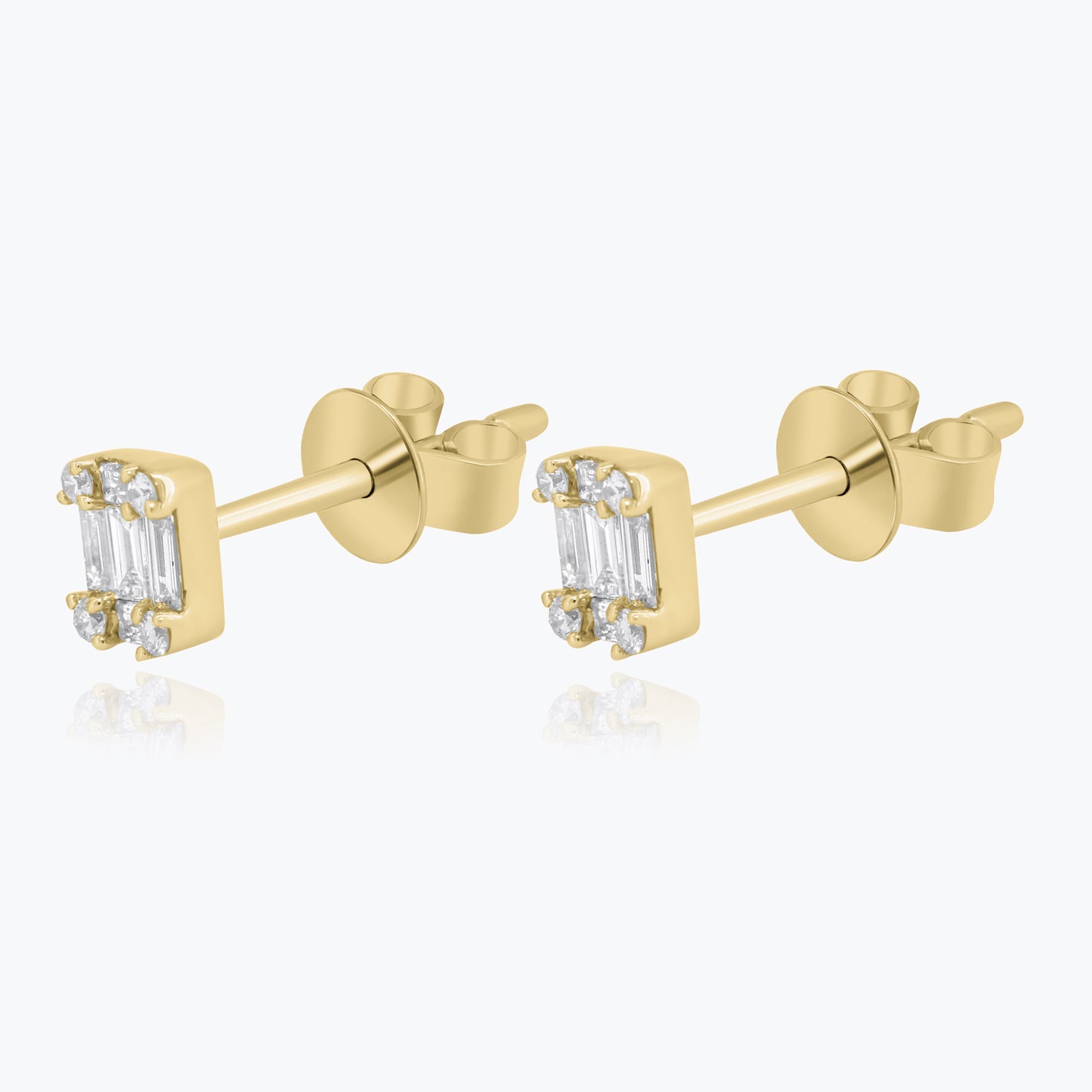 14K Yellow Gold Baguette Stud Earrings-E05340D