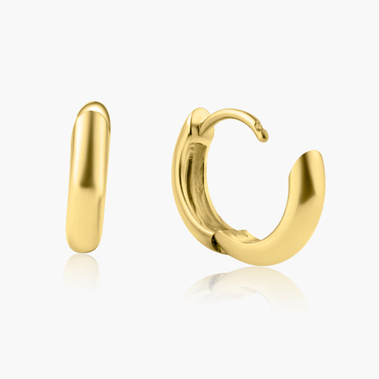 14K Yellow Gold Plain Dainty Huggies - E10495W