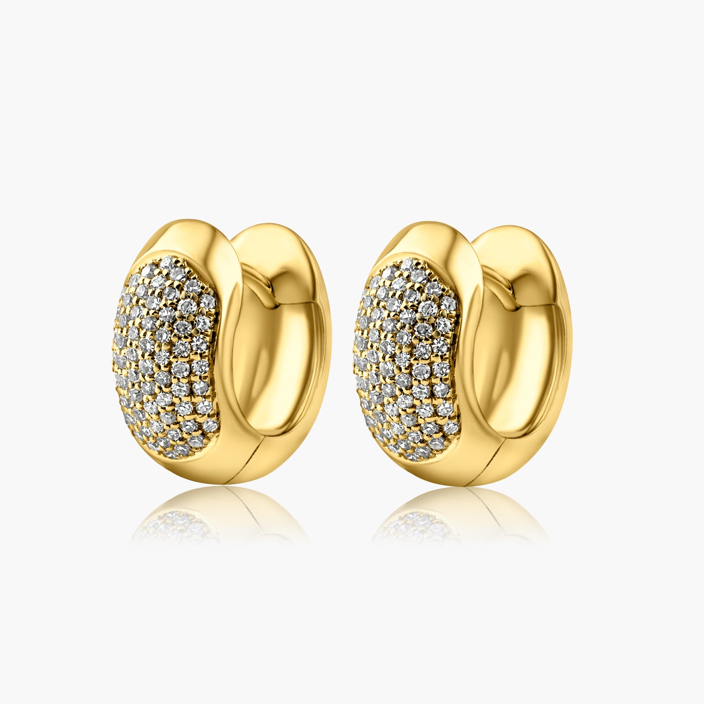 18K Yellow Gold Pave Diamond Dainty Huggies-E10495Z