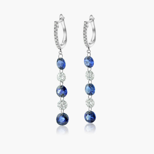 14K White Gold Colored Gemstone Laser Drill Diamond Earrings-E10MD0001GP