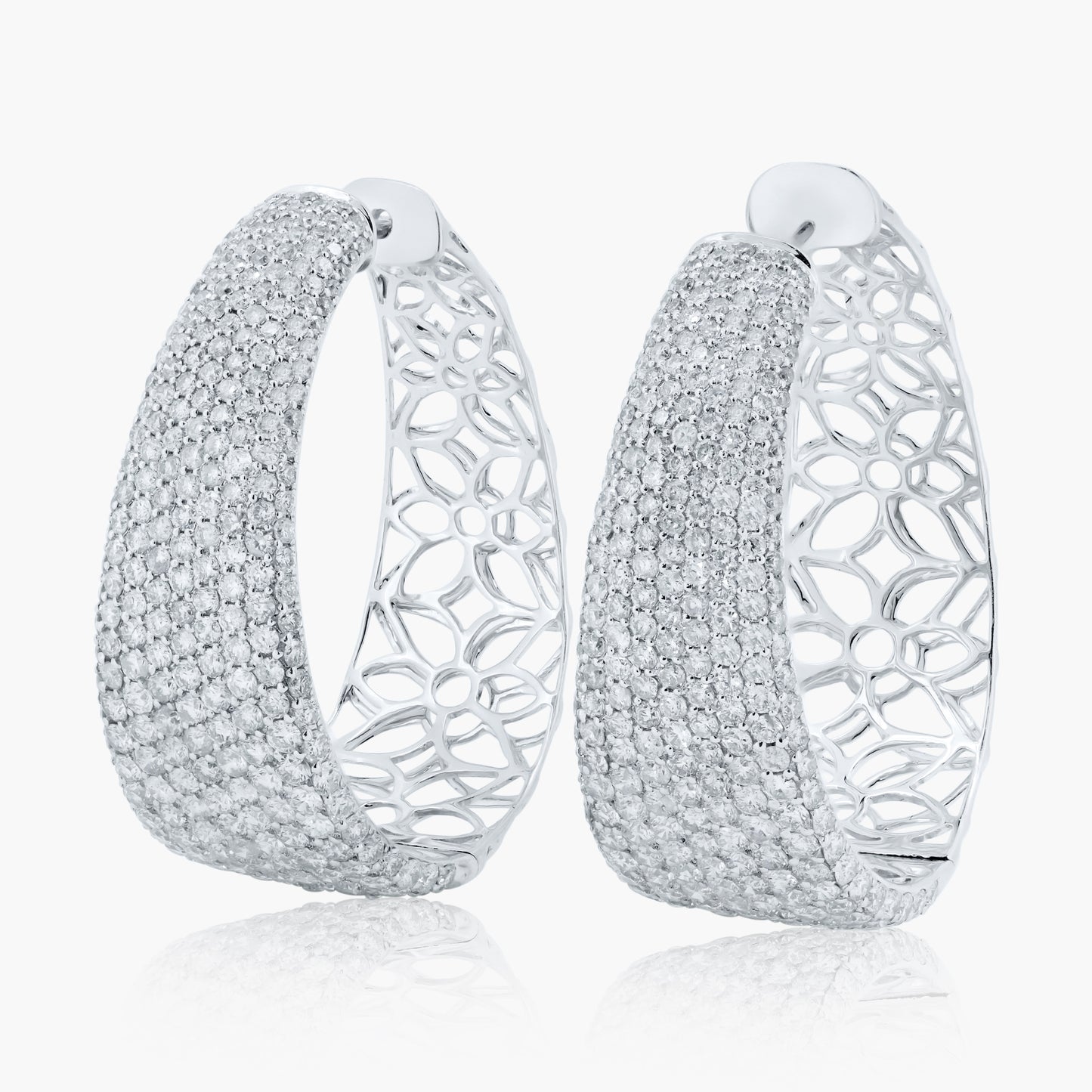 14K White Gold Statement Hoop Earrings - E120305CW0A