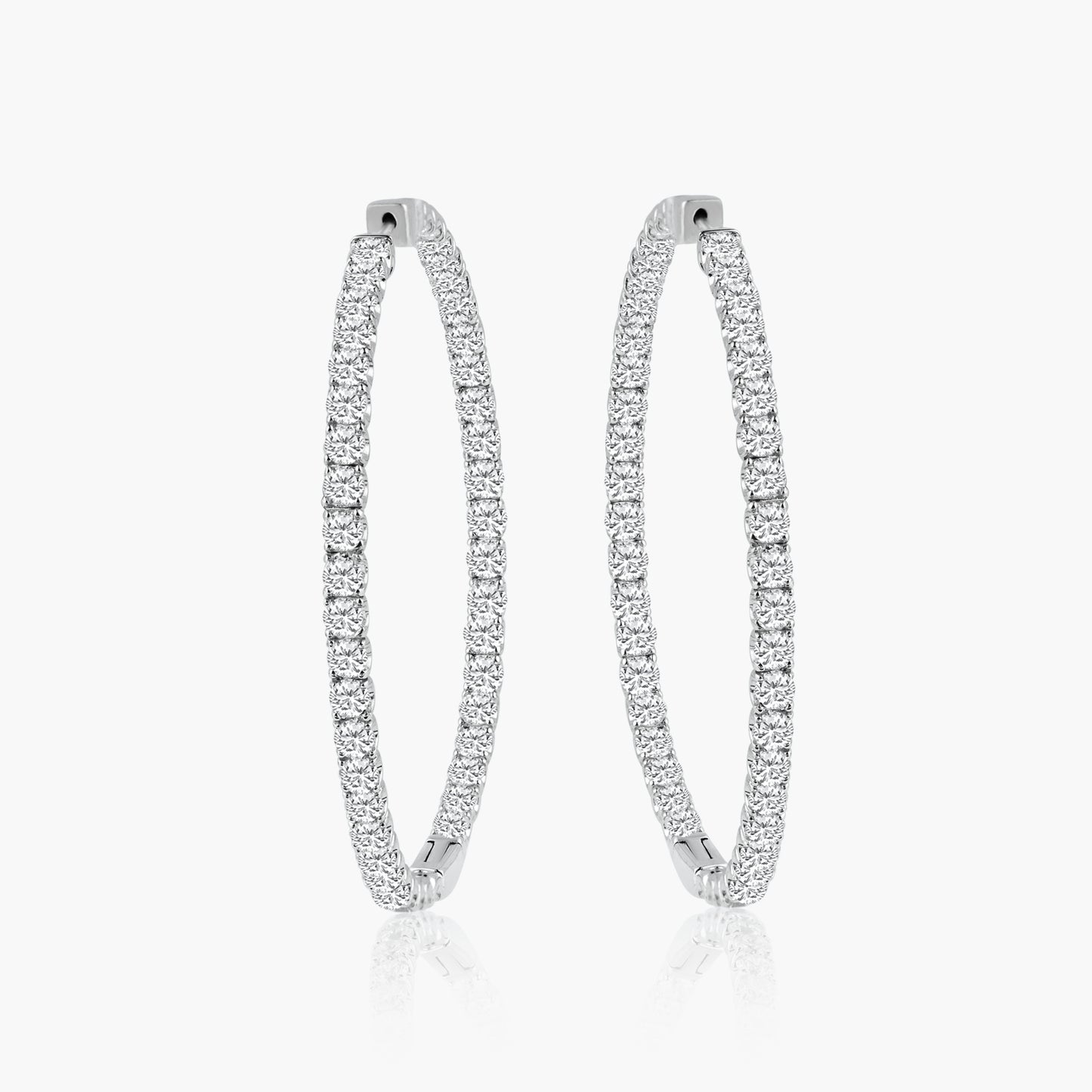 14K White Gold Hoop Earrings-E18554A01