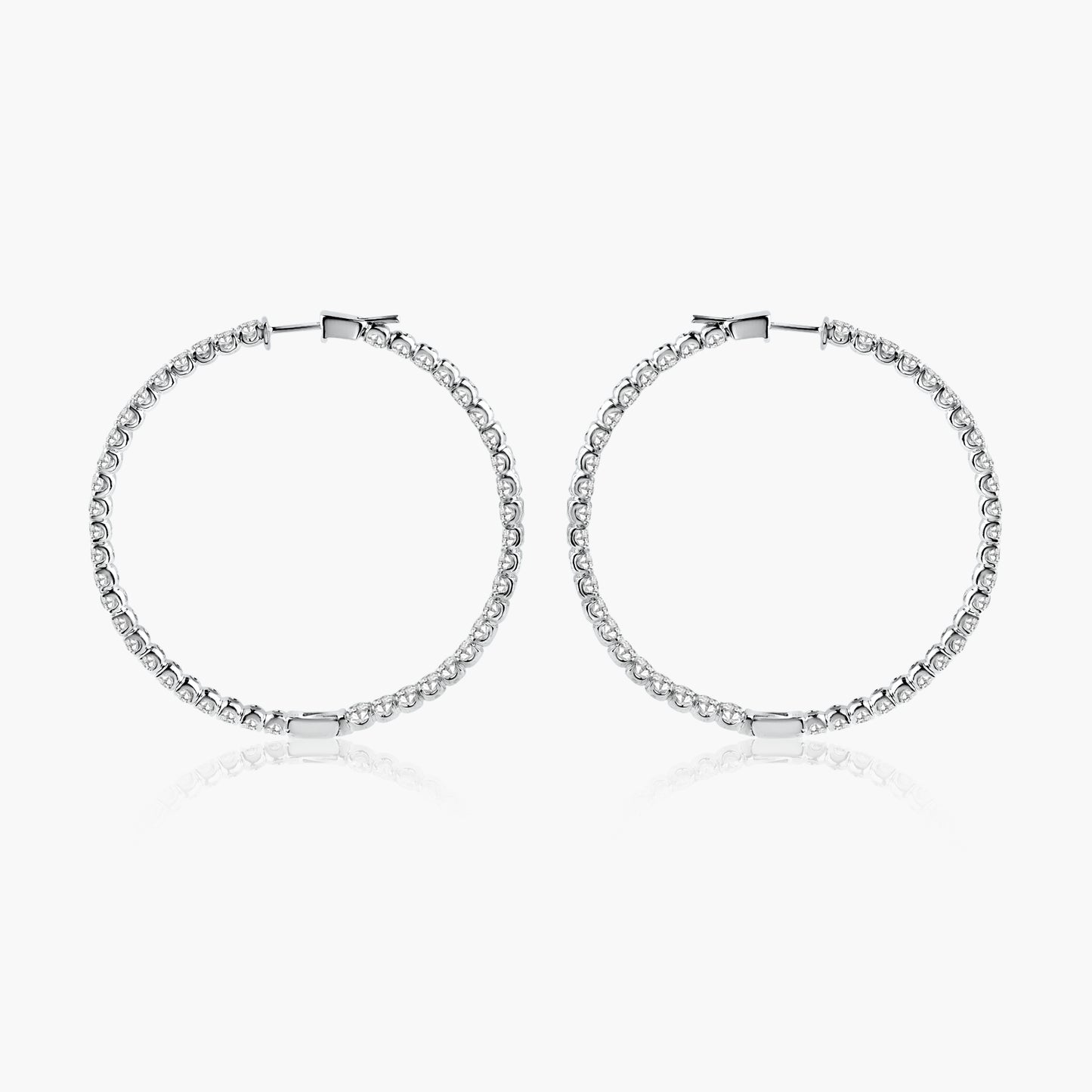 14K White Gold Hoop Earrings-E18554A01