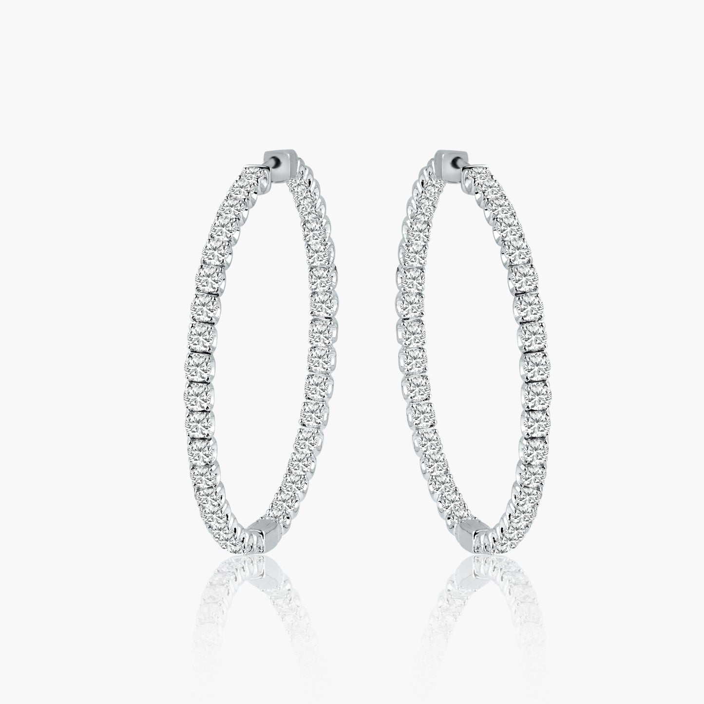 18K White Gold Hoop Earrings-E18554C03