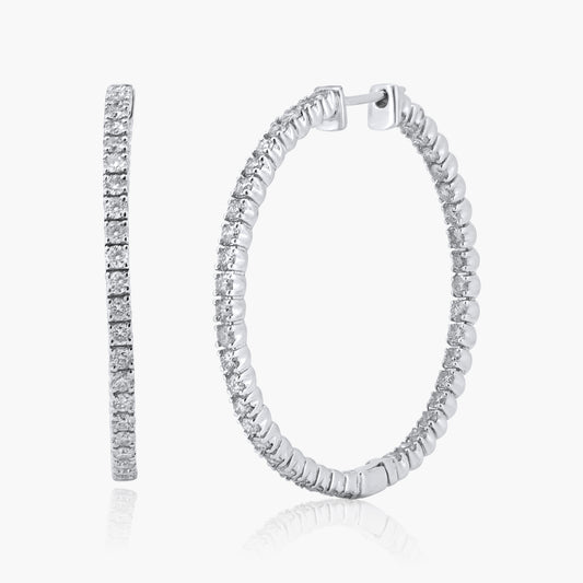 14K White Gold Hoop Earrings - E18554L01