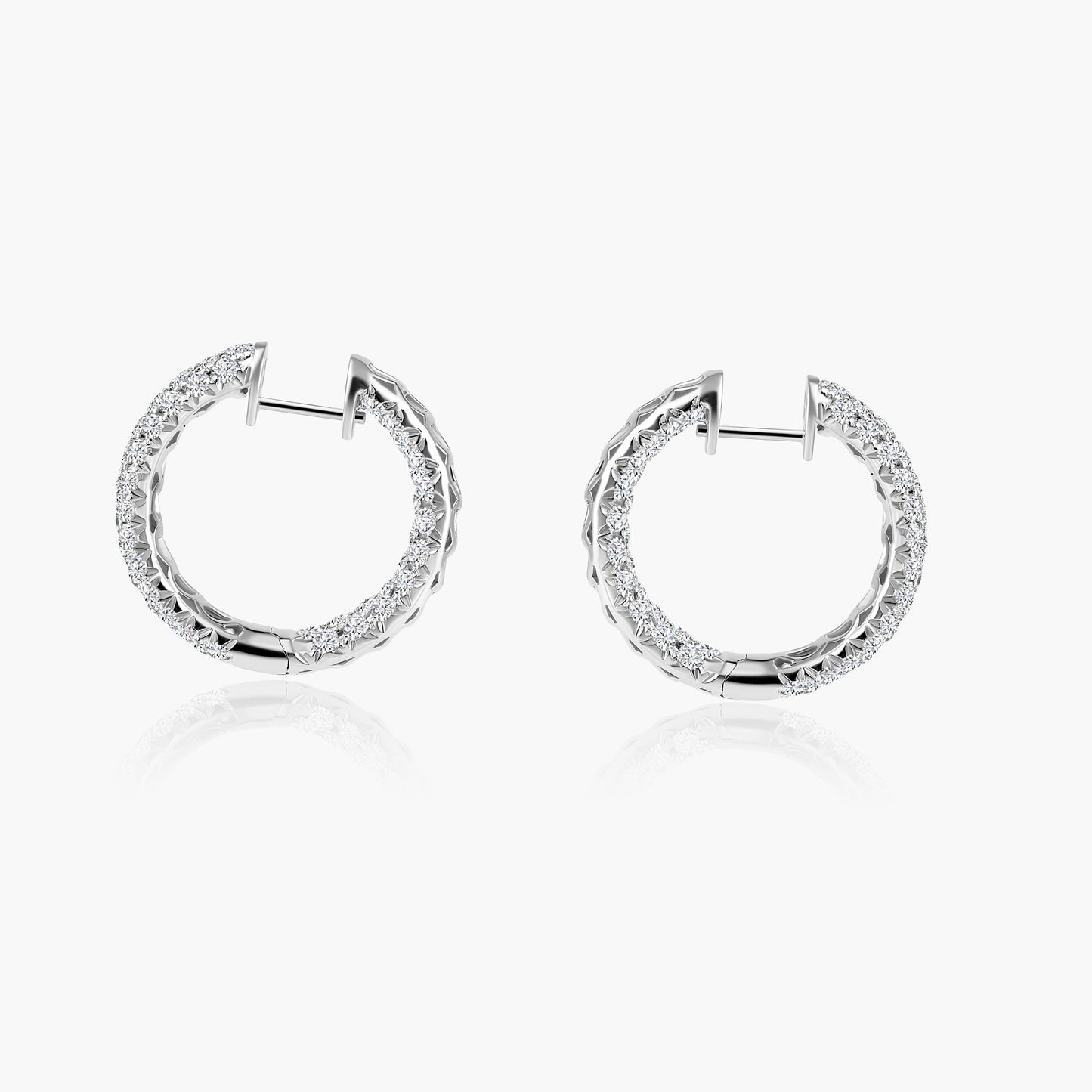 14K White Gold Pave Diamond Hoop Earrings - E23059C01