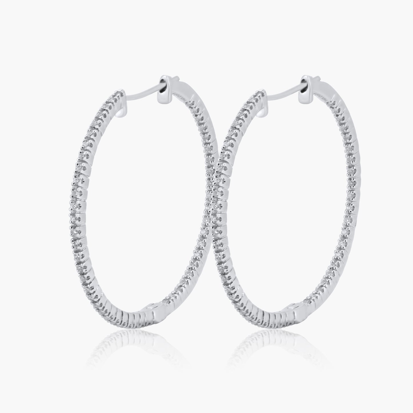 14K White Gold Hoop Earrings - E5194EE01