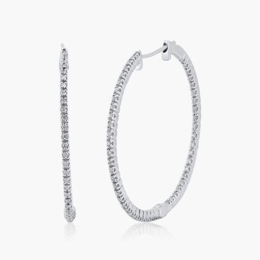 14K White Gold Hoop Earrings - E5194EE01