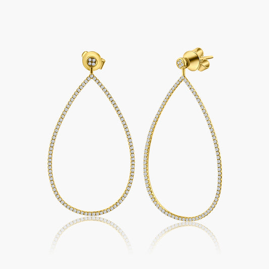 18K Yellow Gold Statement Dangle Earrings-E60061103