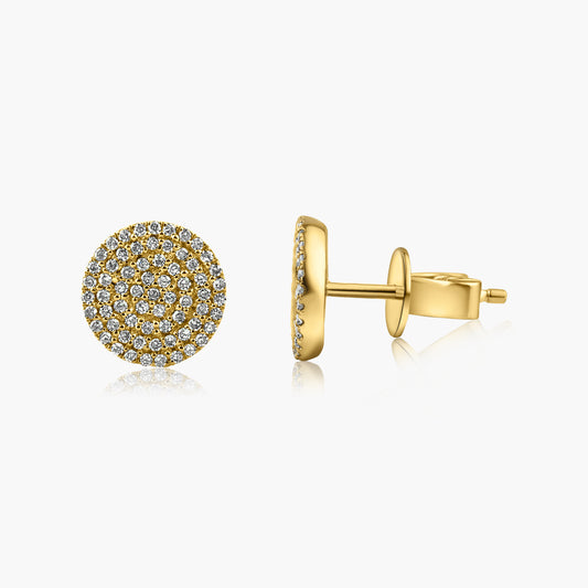 14K Yellow Gold Pave Diamond Stud Earrings-E601221