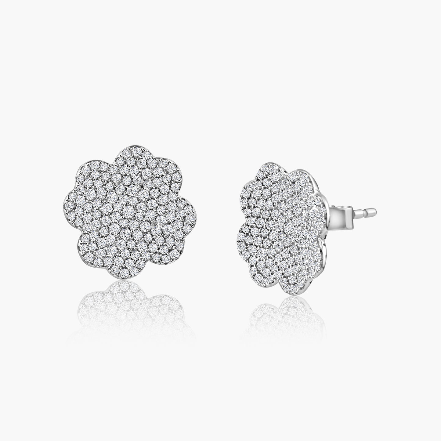 14K White Gold Pave Diamond Clover Earrings - E601766