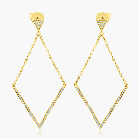 18K Yellow Gold Dangle Earrings-E604244-1