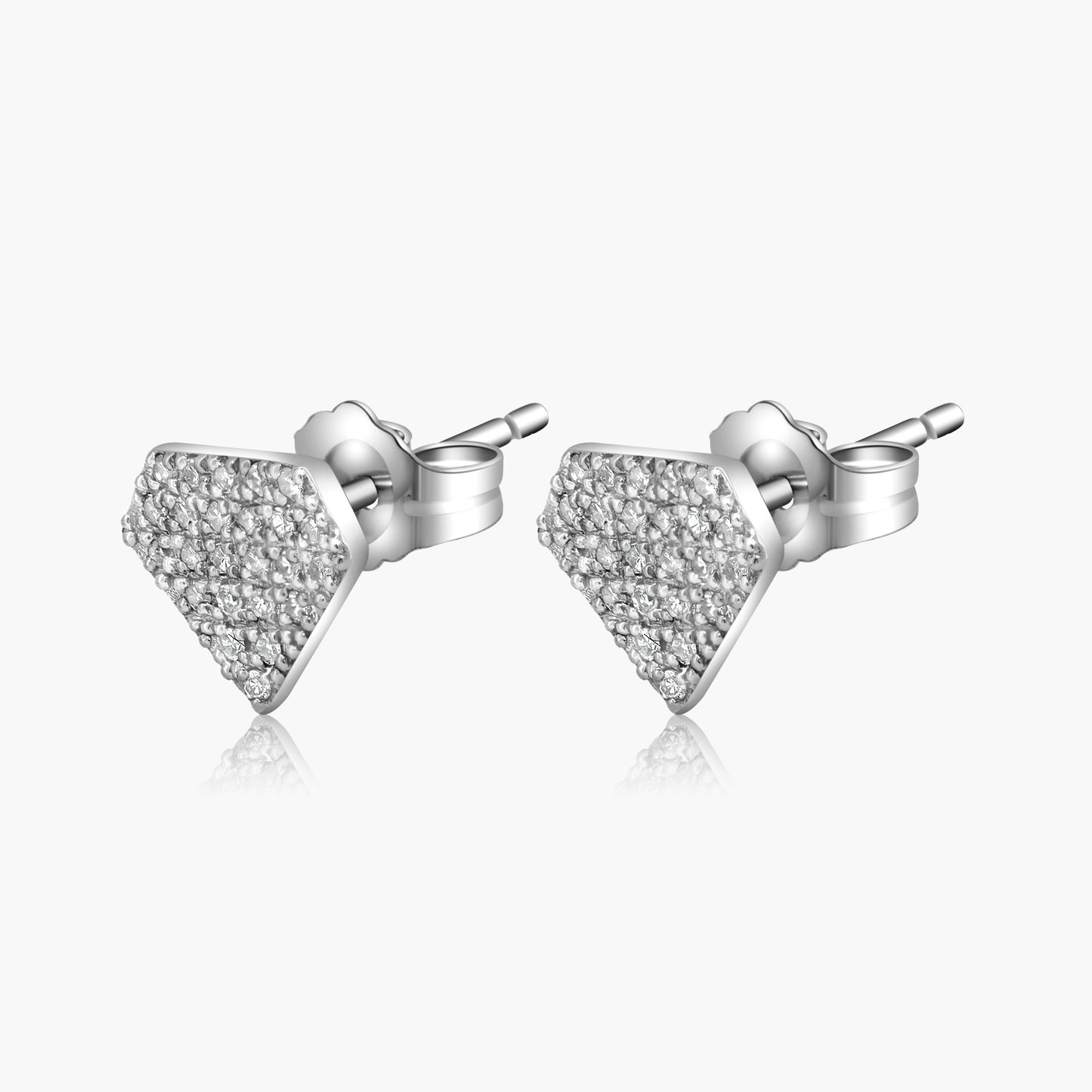 14K White Gold Dainty Pave Diamond Stud Earrings - E60441401