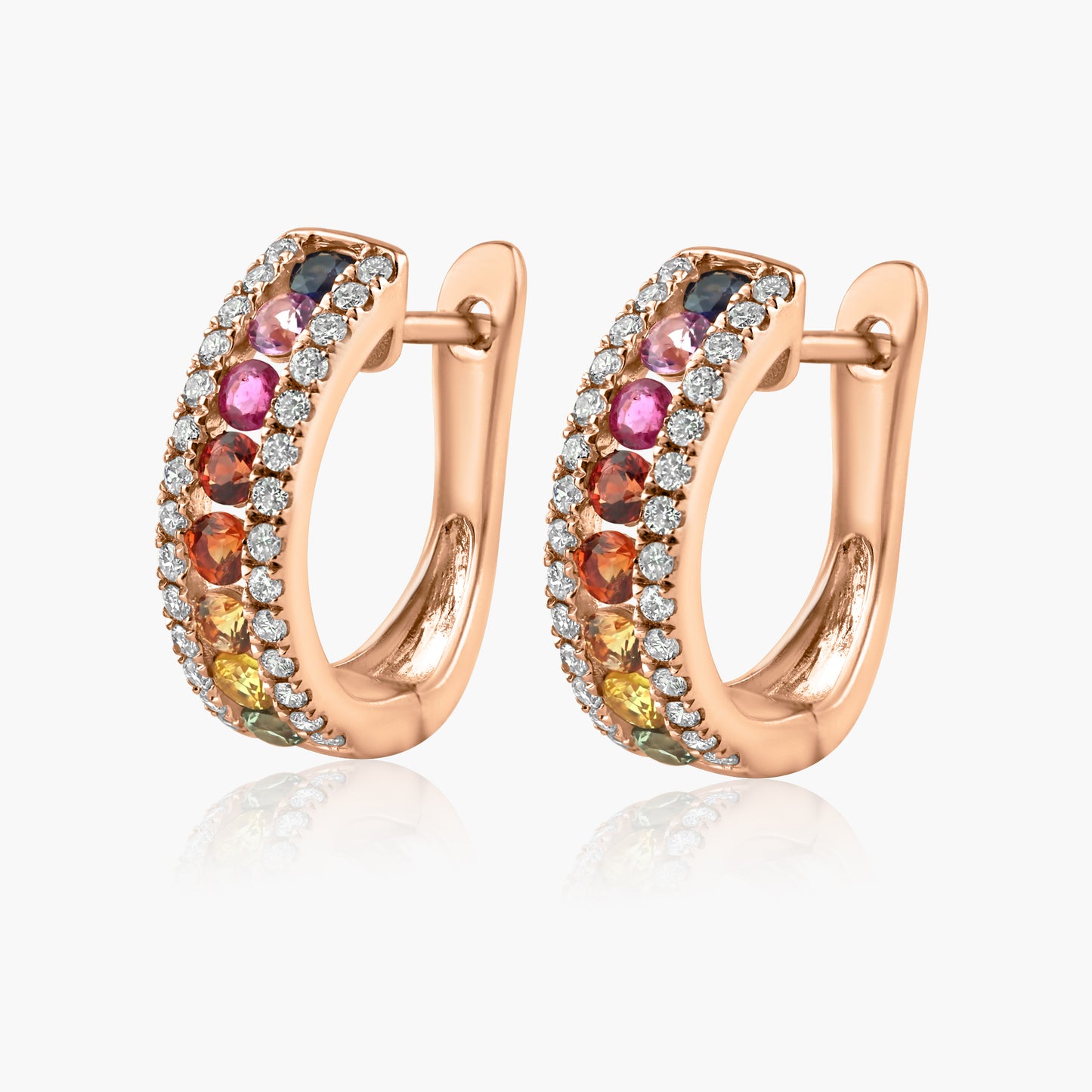 14K Rose Gold Colored Gemstone Huggies-E605385