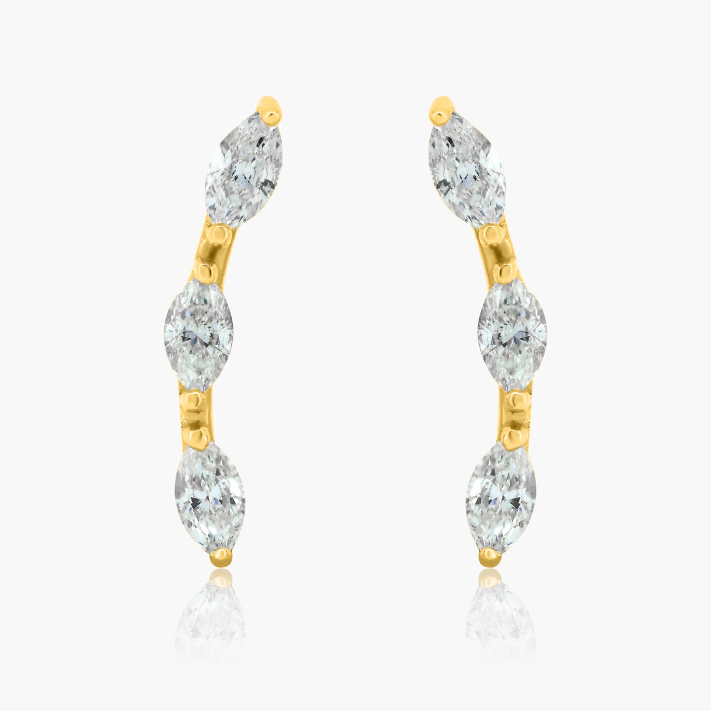 14K Yellow Gold Dainty Ear Climber Earrings - E60546302