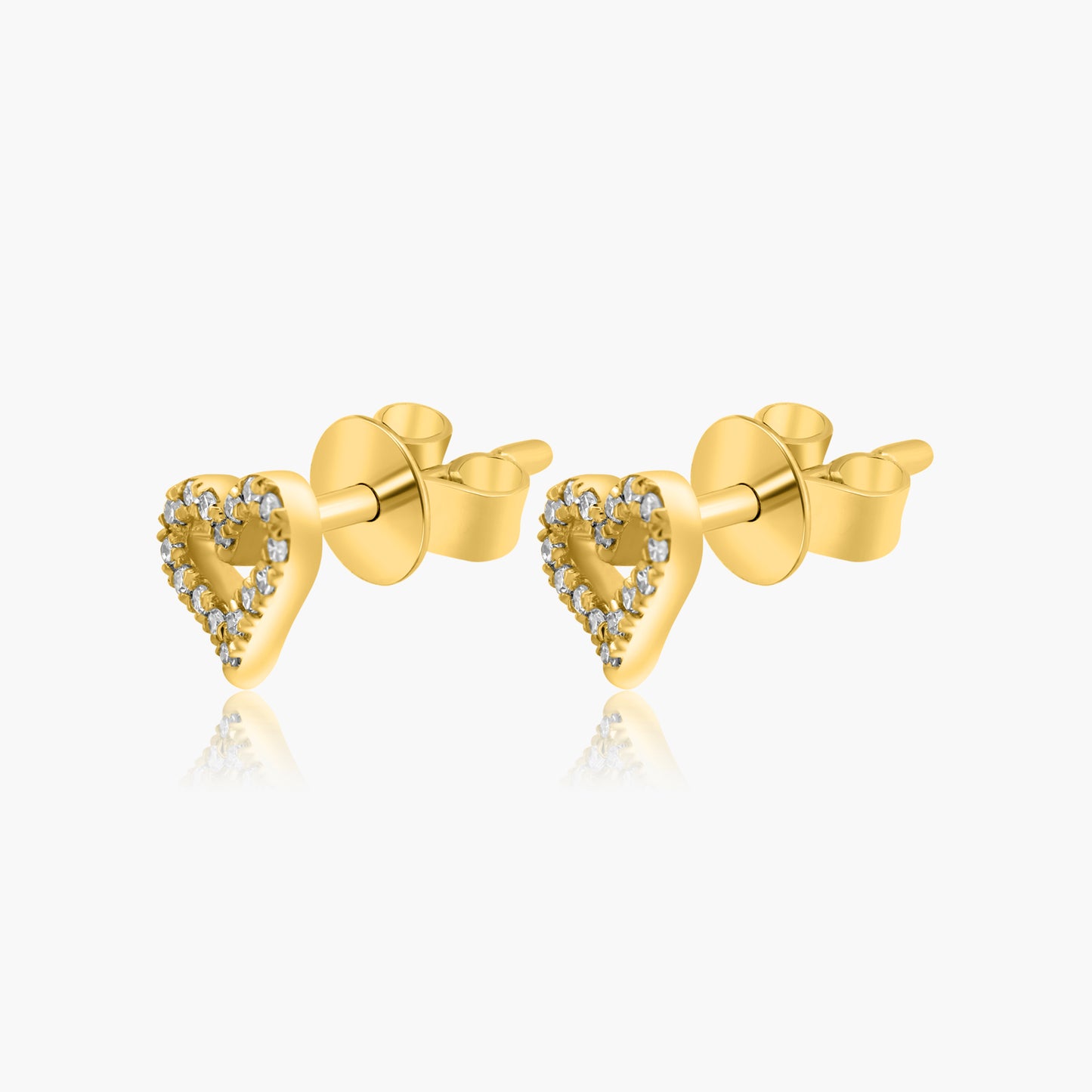 14K Yellow Gold Dainty Heart Stud Earrings-E605669