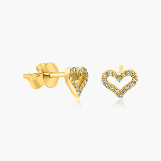 14K Yellow Gold Dainty Heart Stud Earrings-E605669