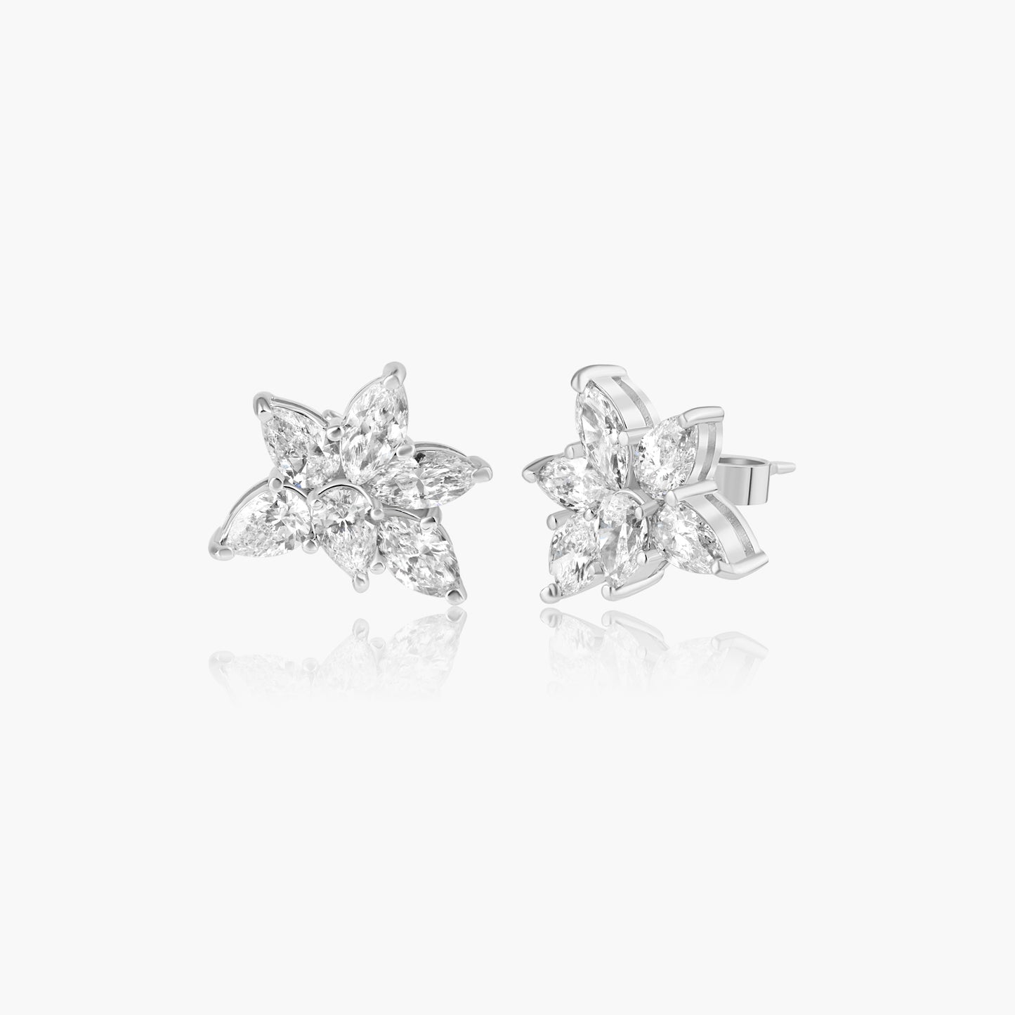 18K White Gold Flower Cluster Earrings-E605672