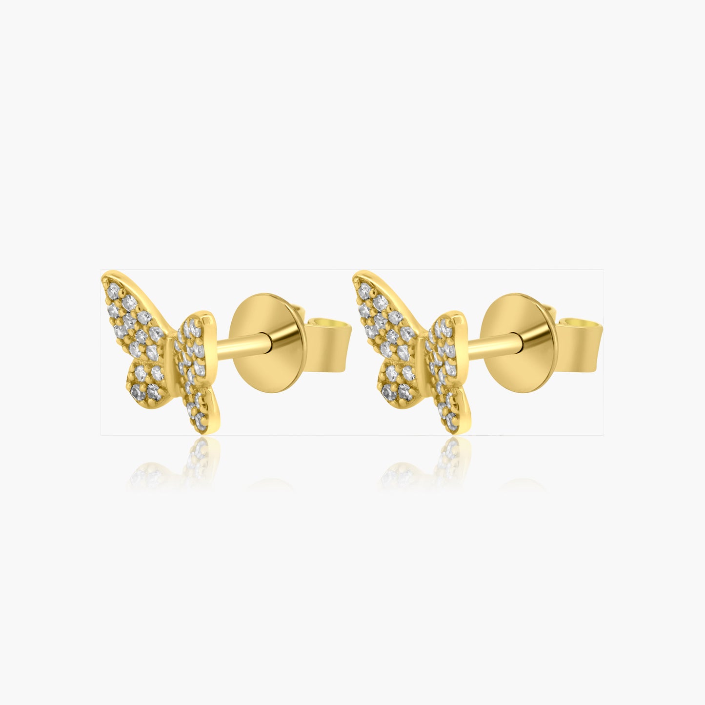 14K Yellow Gold Dainty Butterfly Stud Earrings-E605710