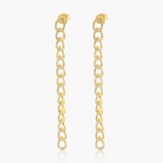 14K Yellow Gold Chain Link Dangle Earrings-E605745