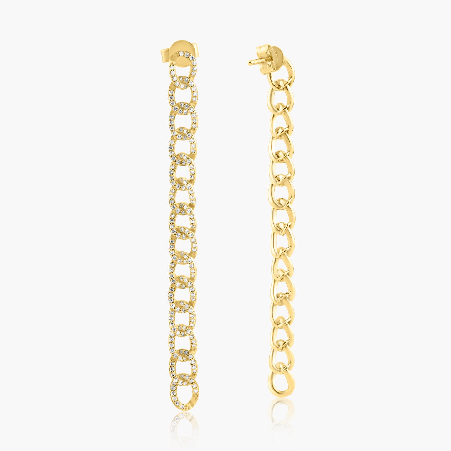 14K Yellow Gold Chain Link Dangle Earrings-E605745