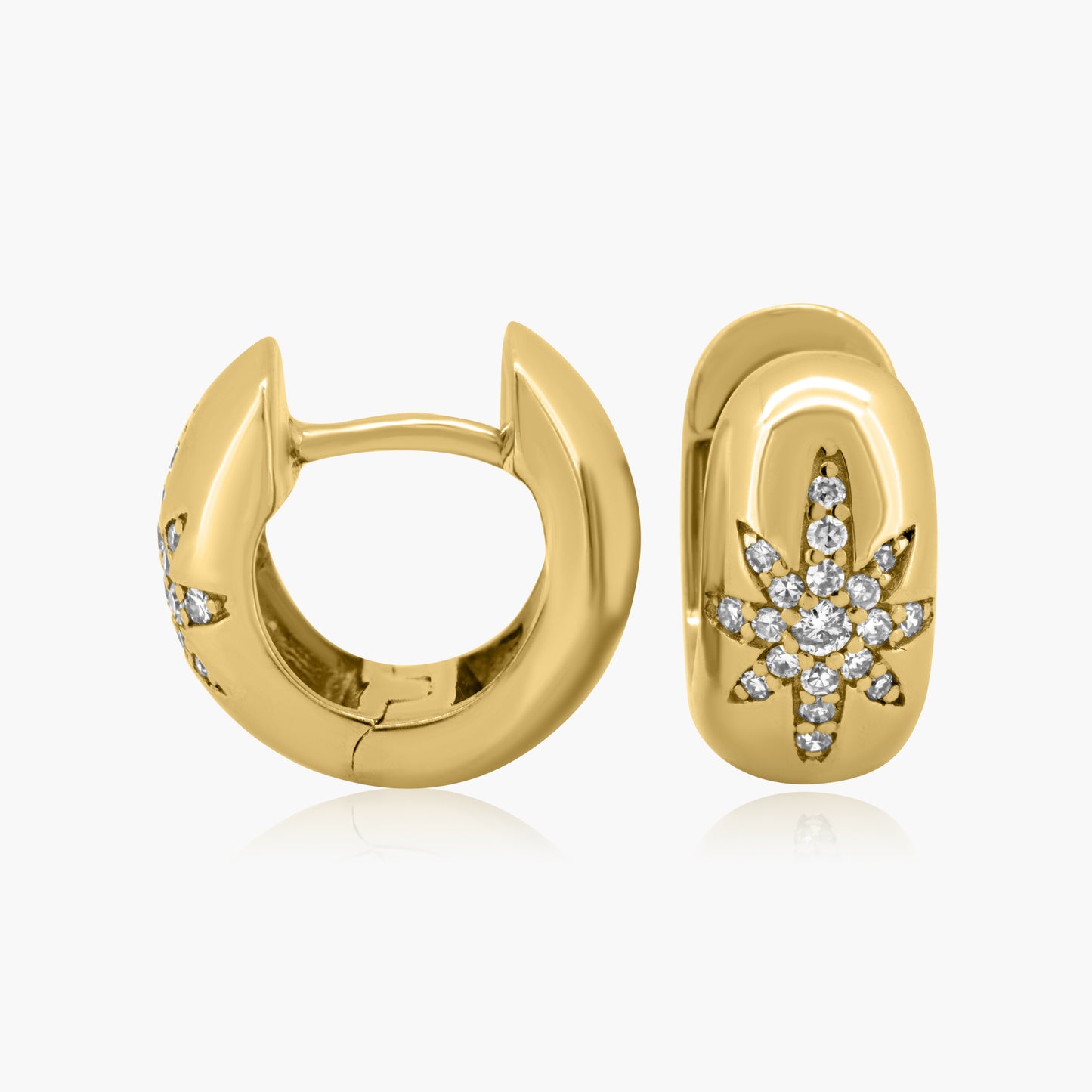 14K Yellow Gold Dainty Northstar Huggies-E605843