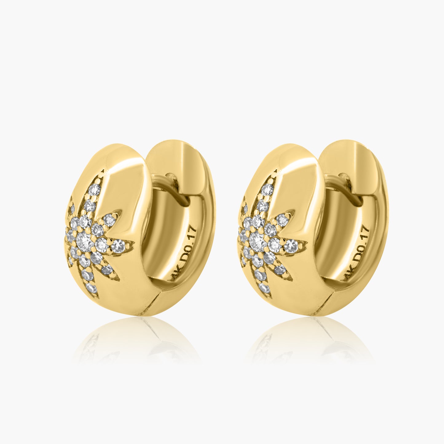 14K Yellow Gold Dainty Northstar Huggies-E605843