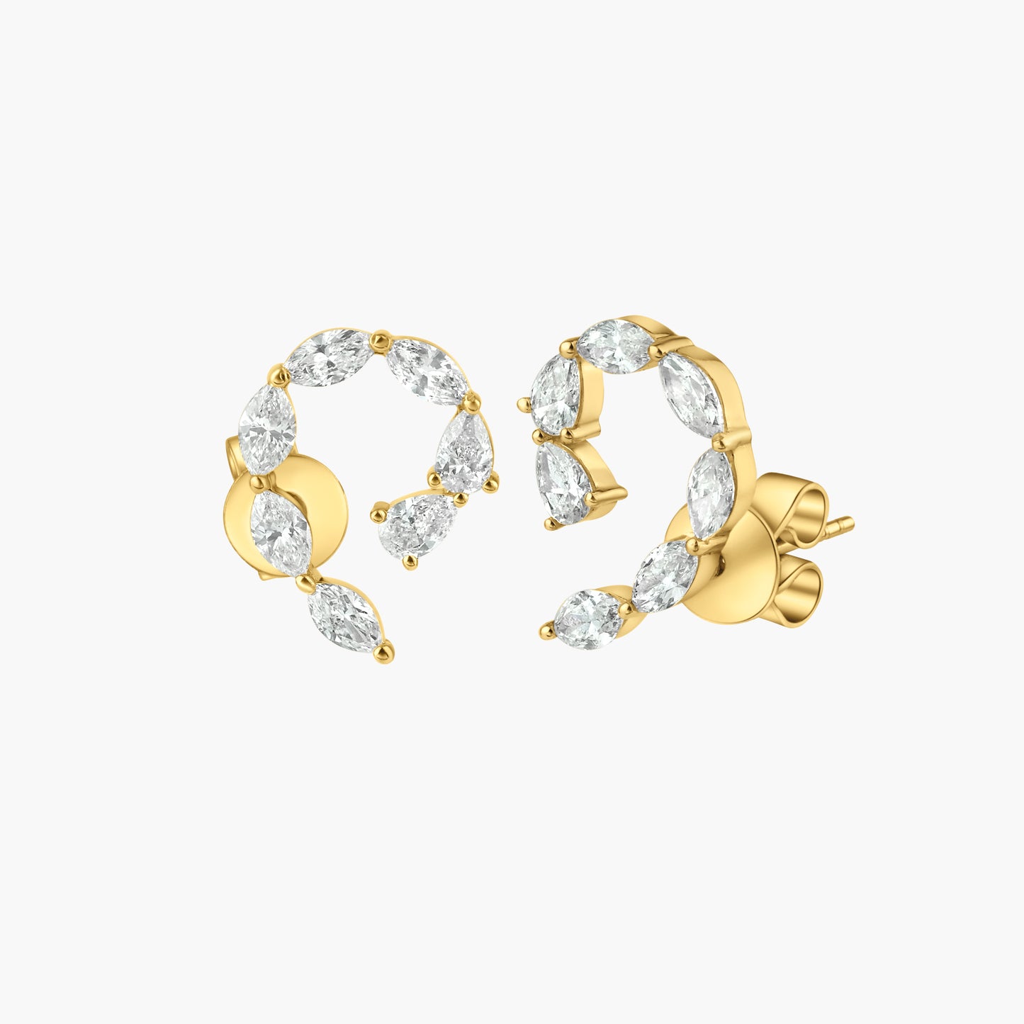 14K Yellow Gold Mixed Cut Diamond Earrings - E60587402