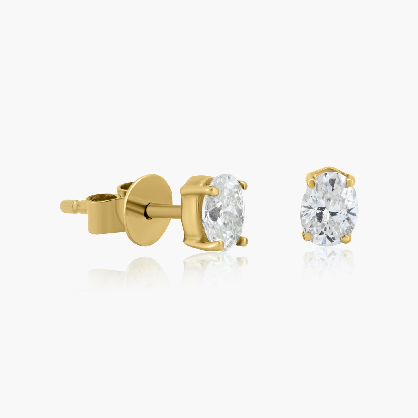 14K Yellow Gold Oval Diamond Stud Earrings-E60595801