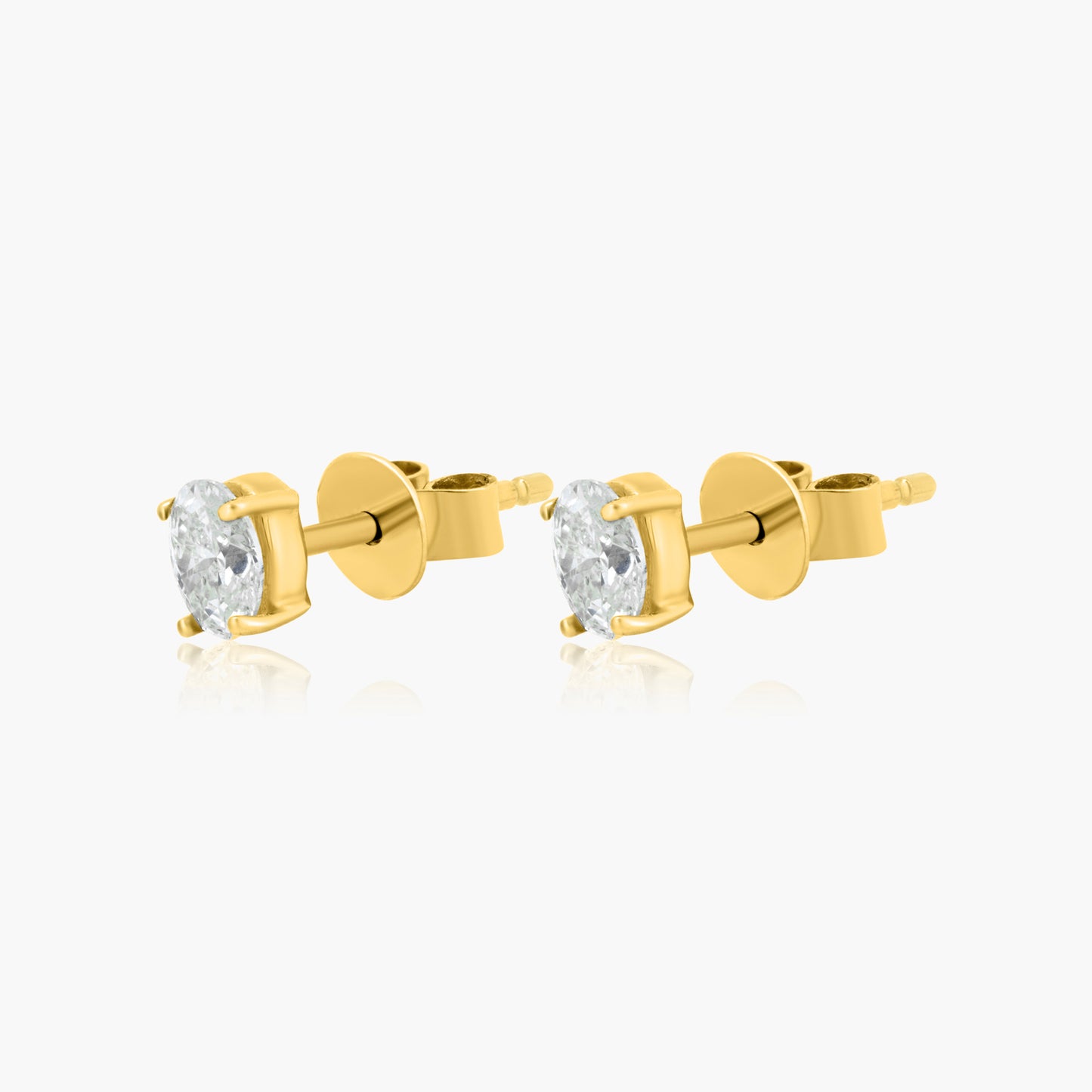 14K Yellow Gold Oval Diamond Stud Earrings-E60595801