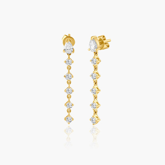 14K Yellow Gold Diamond Dangle Earrings-E60595807-1