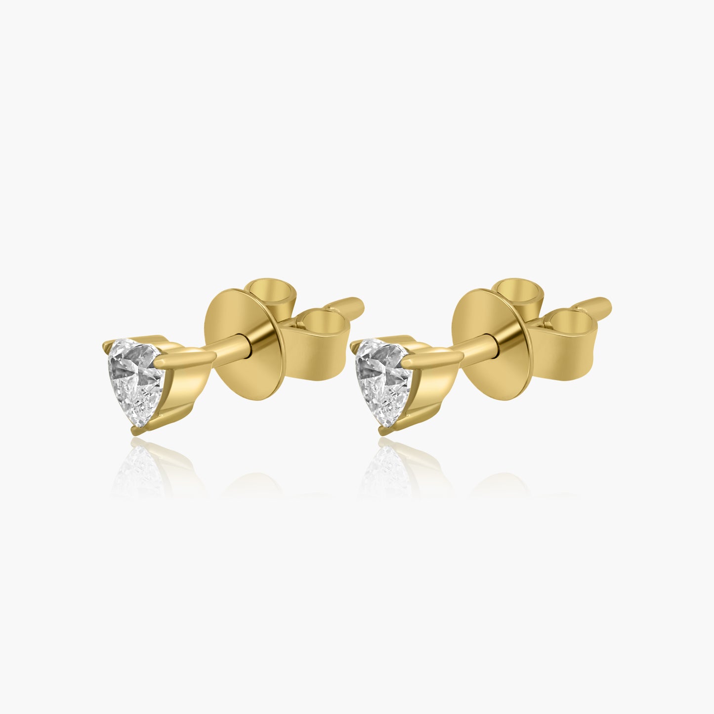 14K Yellow Gold Heart Diamond Stud Earrings-E60601201