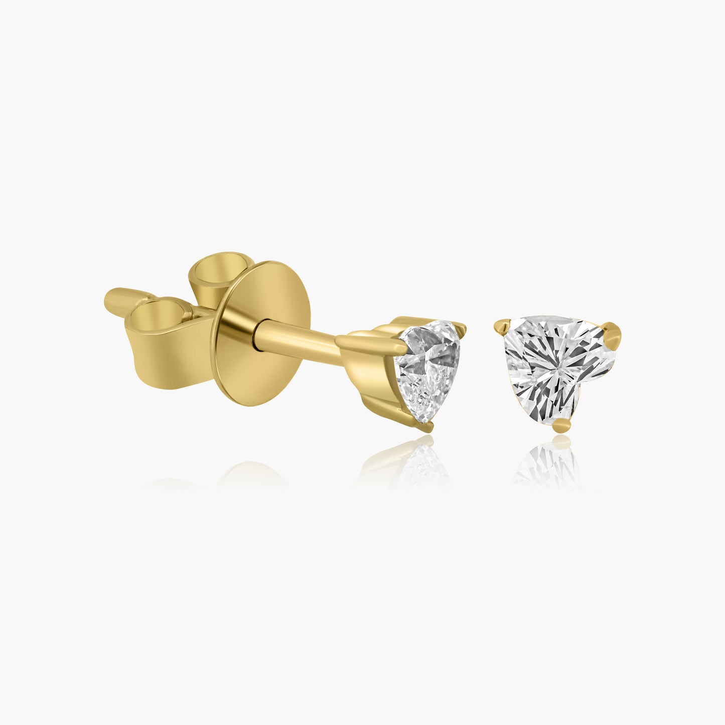 14K Yellow Gold Heart Diamond Stud Earrings-E60601201