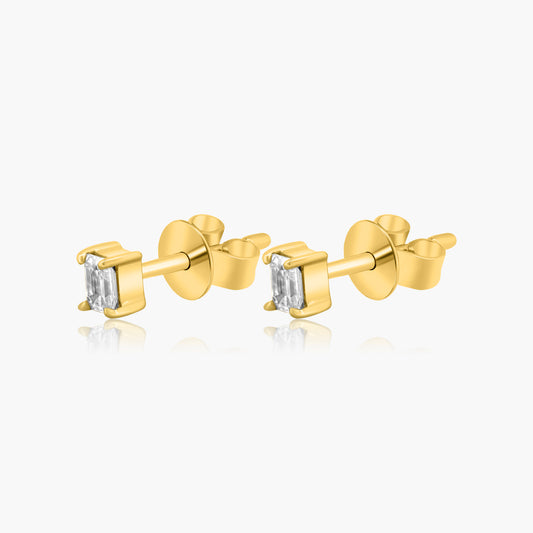 14K Yellow Gold Emerald Cut Diamond Stud Earrings-E60601206