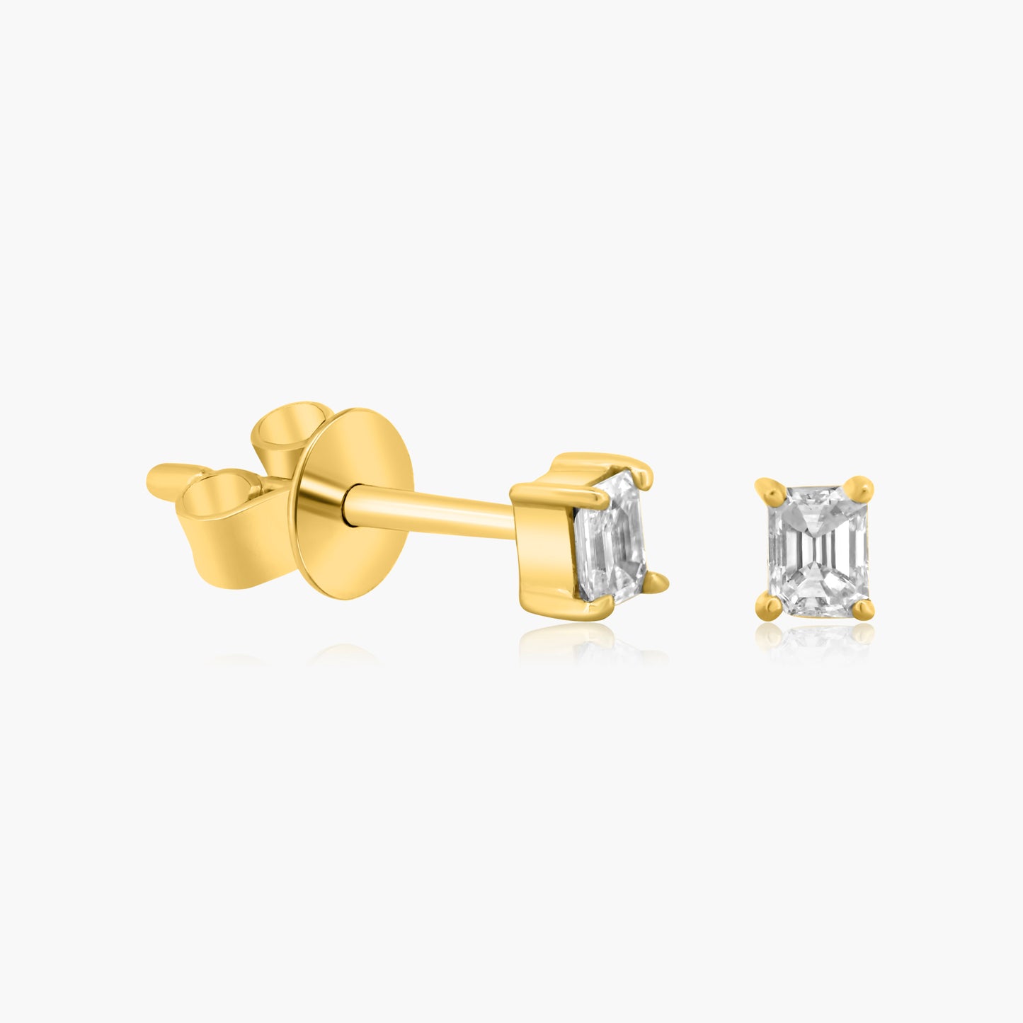 14K Yellow Gold Emerald Cut Diamond Stud Earrings-E60601206