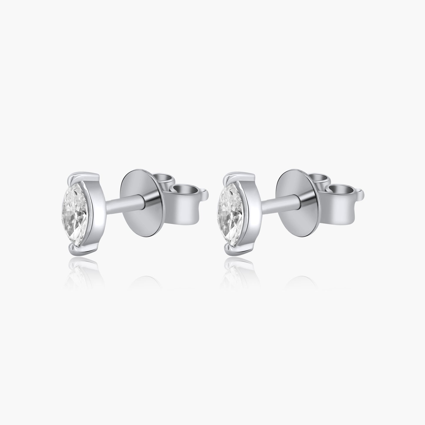 14K White Gold Marquise Diamond Stud Earrings - E60601211