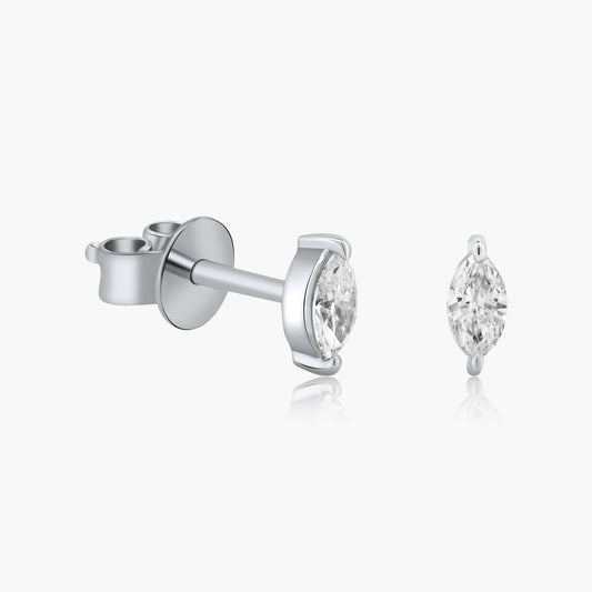 14K White Gold Marquise Diamond Stud Earrings - E60601211