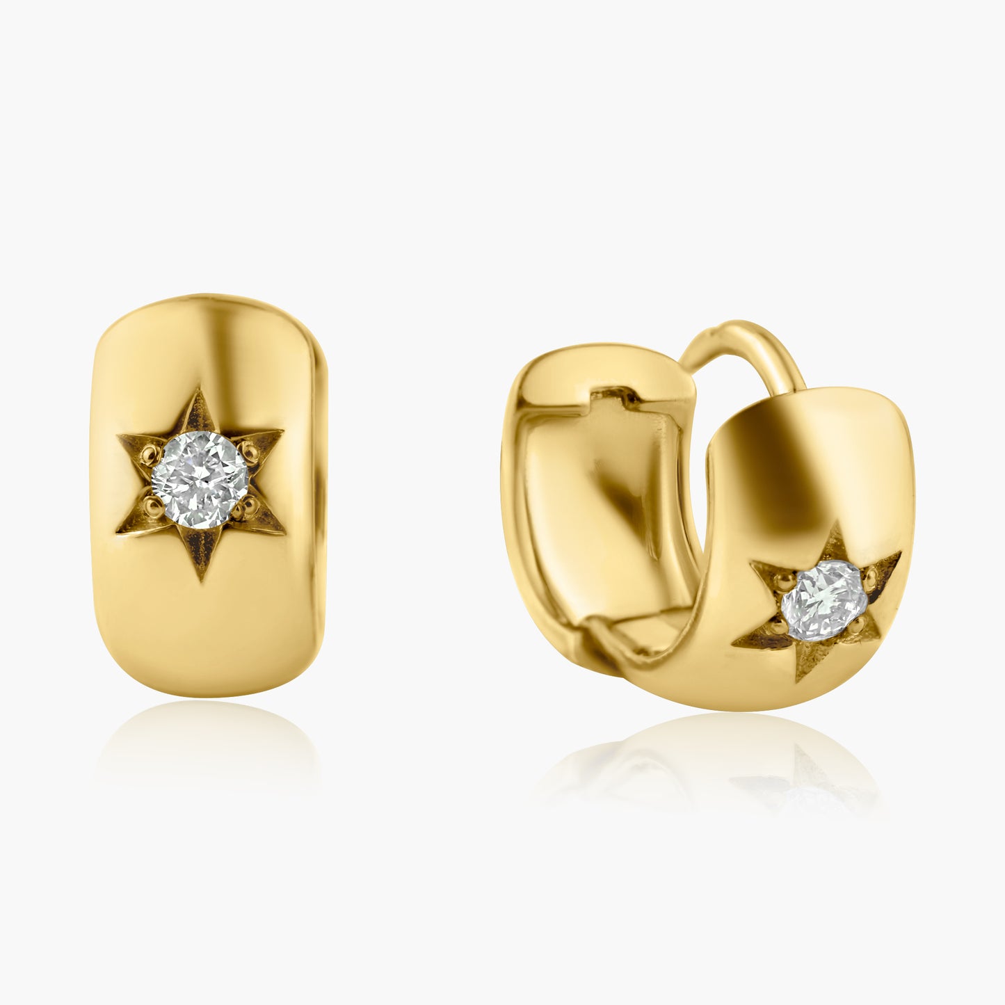 14K Yellow Gold Northstar Dainty Huggies-E606080