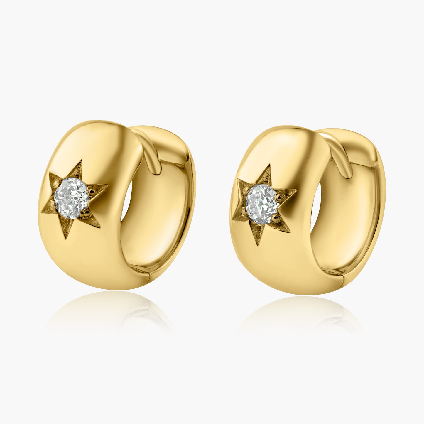 14K Yellow Gold Northstar Dainty Huggies-E606080