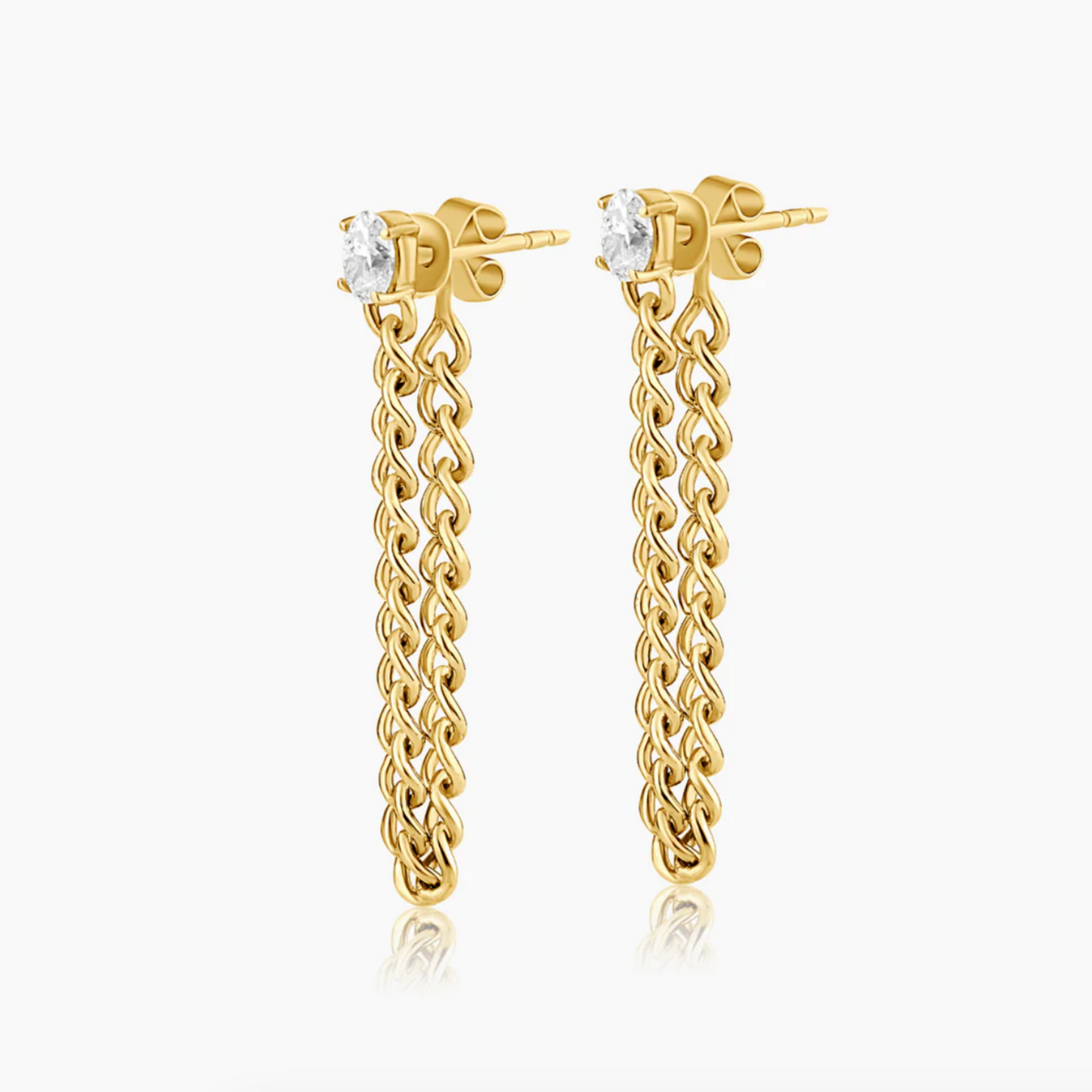 14K Yellow Gold Chain Link Dangle Earrings-E60608102