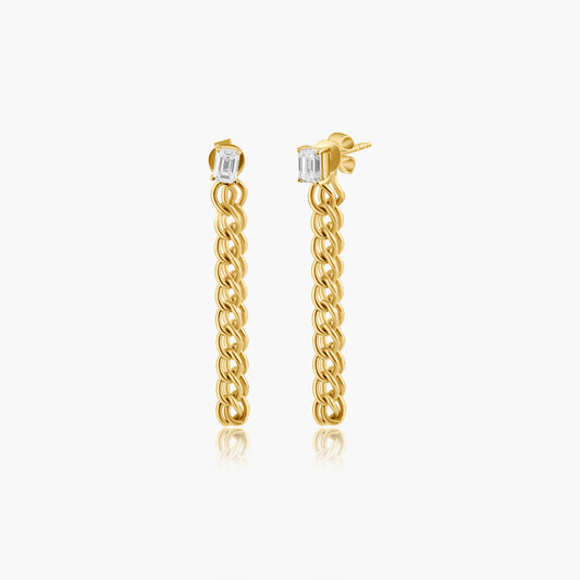 14K Yellow Gold Chain Link Dangle Earrings-E60608103