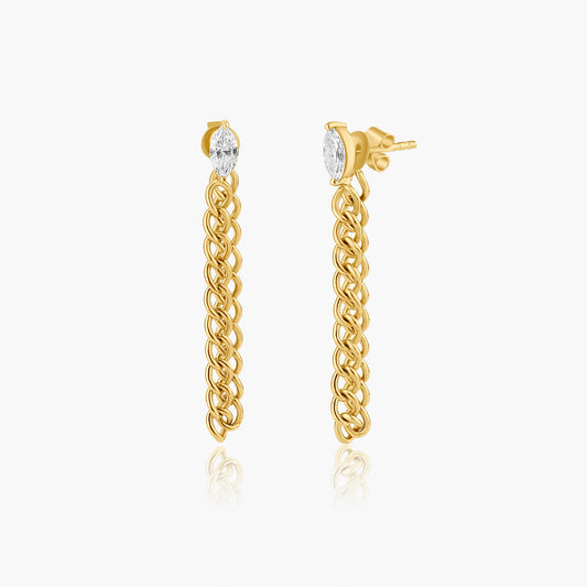 14K Yellow Gold Chain Link Earring-E60608106